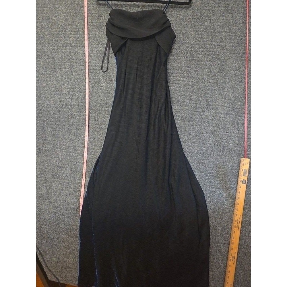 Betsy & Adam Dress Womens 8 Black Cowl Neck Ruffle Maxi Gown Formal Vintage READ